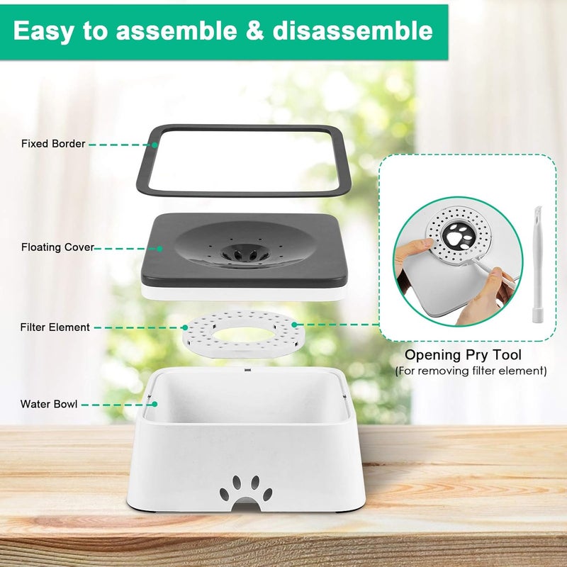 URPOWER 2.5L Dog Water Bowl 85oz Large Capacity Dog Bowls No Spill Pet Water Dispenser for Messy Drinkers Splash Proof Slow Feeder Vehicle Carried Travel Bowl for Dogs, Cats &Pets - Image 4